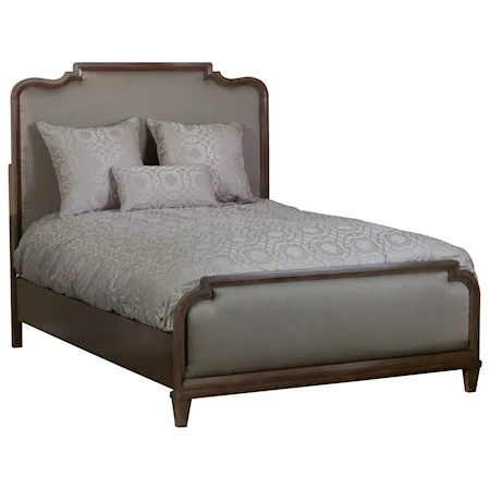 Queen Size Upholstered Panel Bed with Transitional Colonial American Home Style